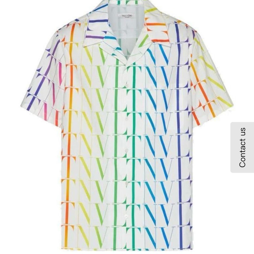 Valentino White Multicolor Logo Men's Shirt